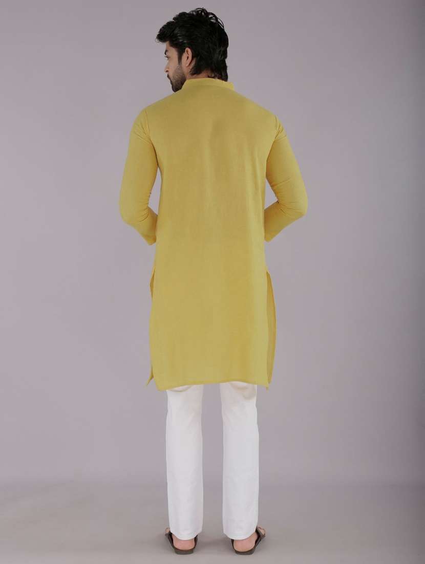 men solid mandarin neck long kurta - 22507621 -  Standard Image - 3