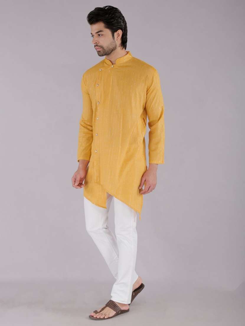 men self design mandarin neck angrakha kurta - 22507626 -  Standard Image - 3