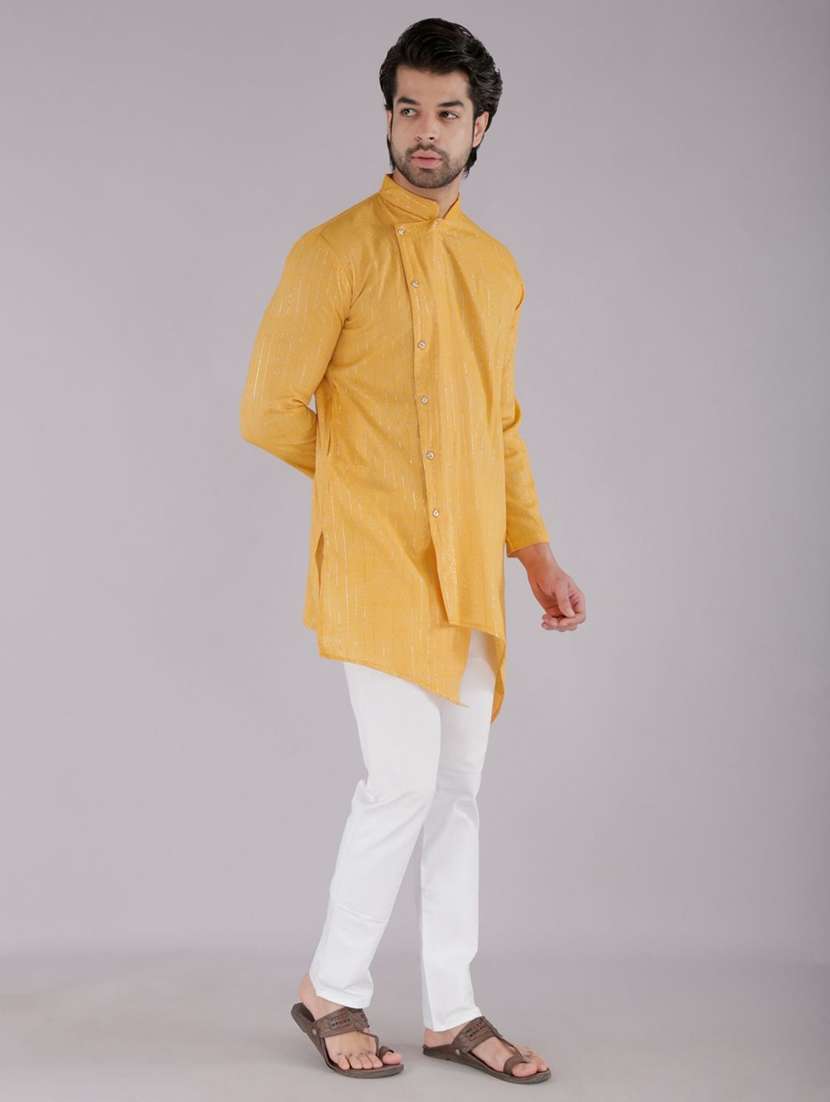 men self design mandarin neck angrakha kurta - 22507626 -  Standard Image - 5
