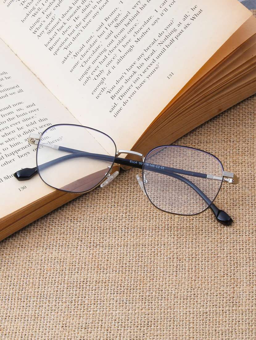 ted smith unisex metal square silver-black full rim frames