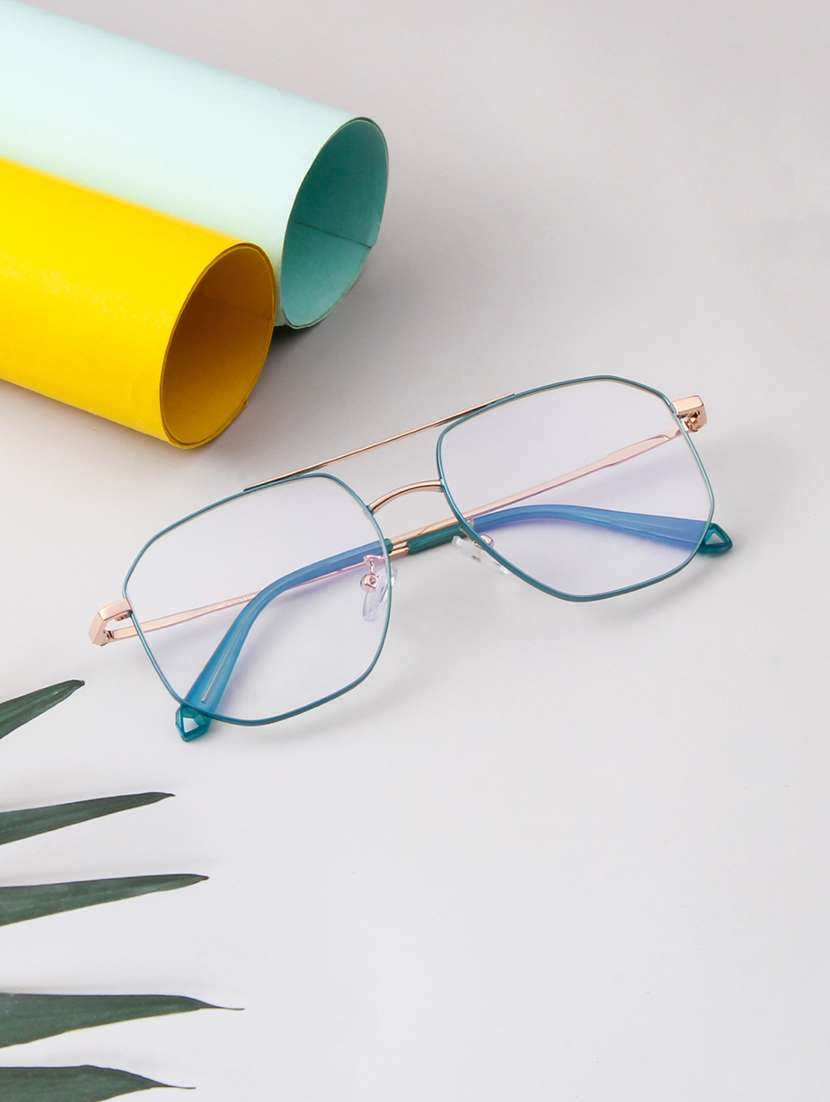 ted smith unisex metal aviator blue-gold full rim frames