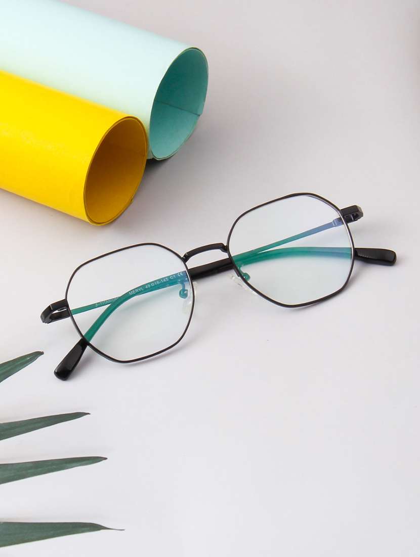 ted smith unisex titanium octagon black full rim frames