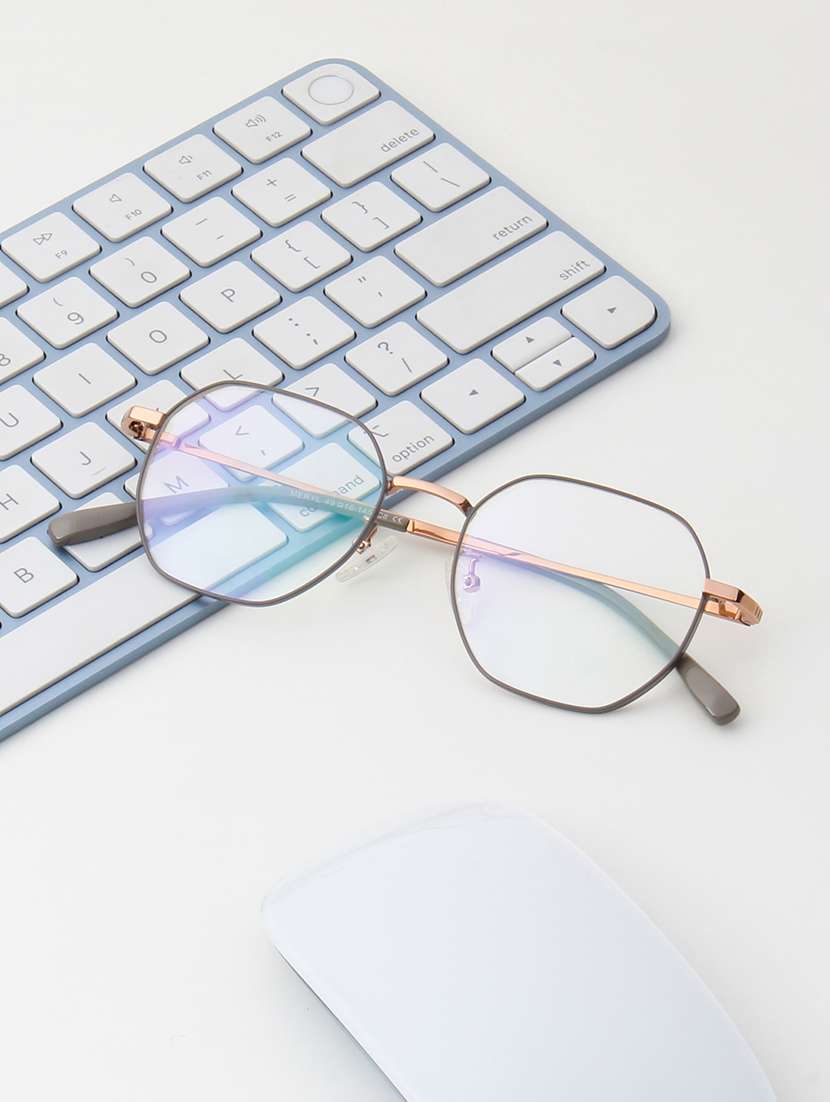 ted smith unisex titanium octagon gold-grey full rim frames