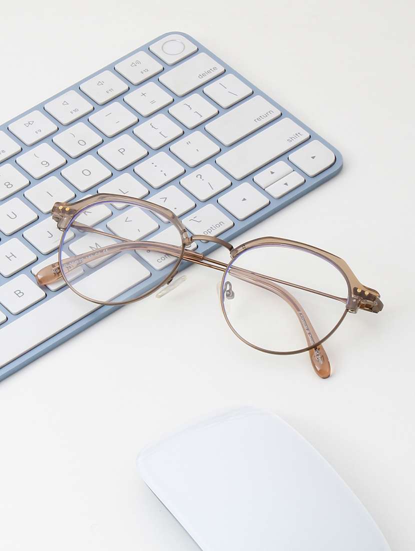 ted smith unisex titanium clubmaster steel-brown full rim frames