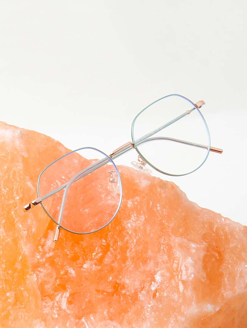 ted smith unisex metal round gold-green full rim frames