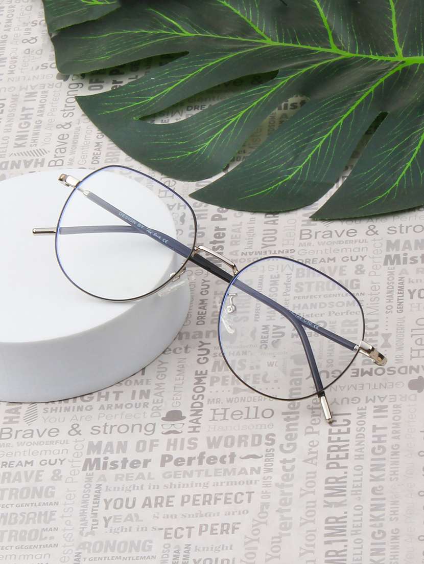 ted smith unisex metal round silver-black full rim frames