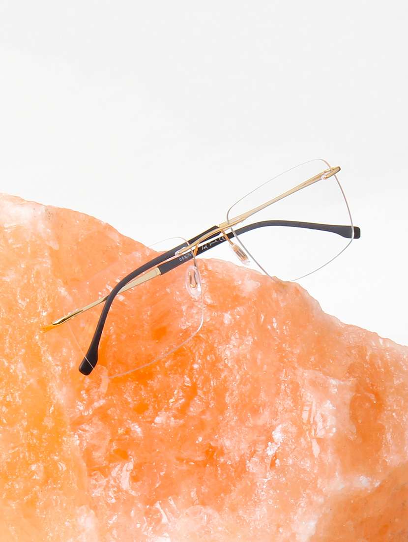 ted smith unisex titanium rectangle gold rimless frames
