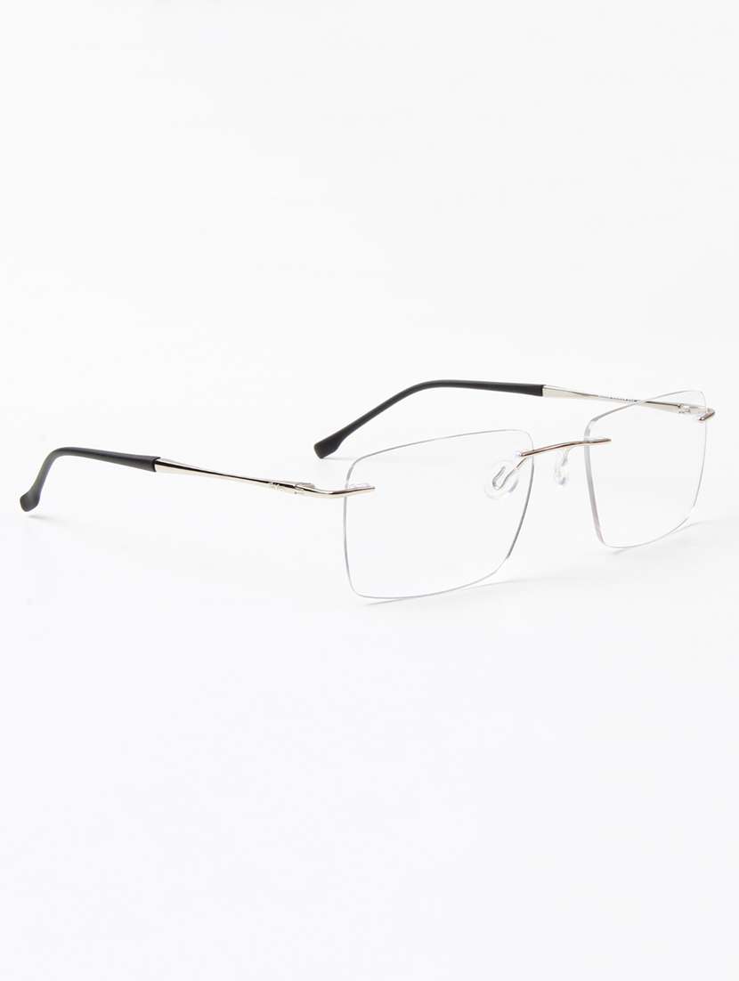 Ted Smith Unisex Titanium Rectangle Silver Rimless Frames - 22507704 -  Standard Image - 3