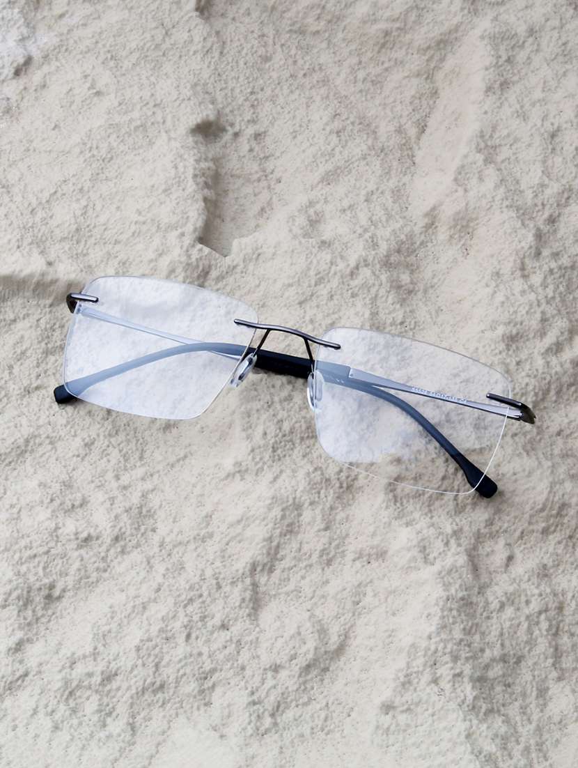 ted smith unisex titanium rectangle gunmetal rimless frames