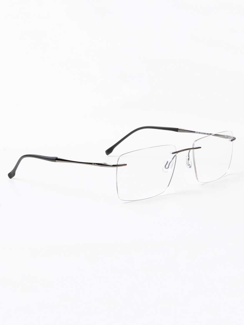 ted smith unisex titanium rectangle gunmetal rimless frames - 22507705 -  Standard Image - 3
