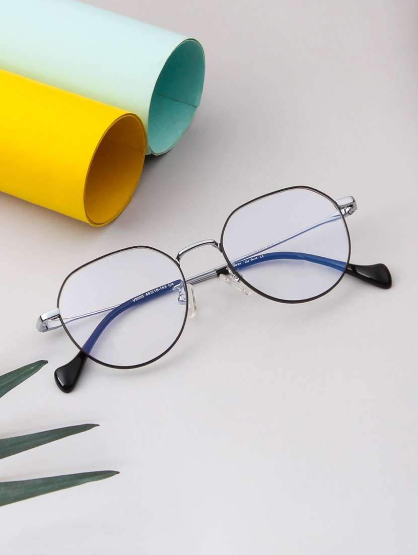 ted smith unisex titanium round black-silver full rim frames