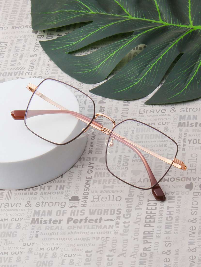 ted smith unisex metal square brown-gold full rim frames