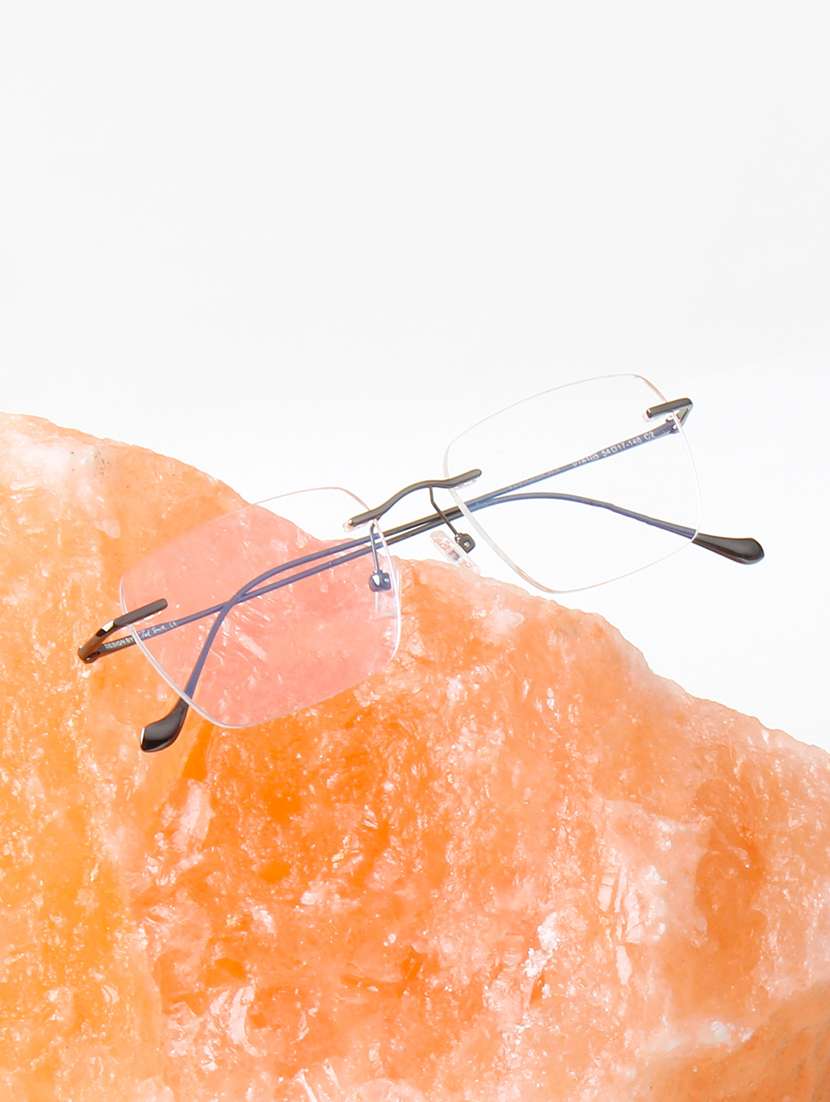 ted smith unisex titanium rectangle gunmetal rimless frames