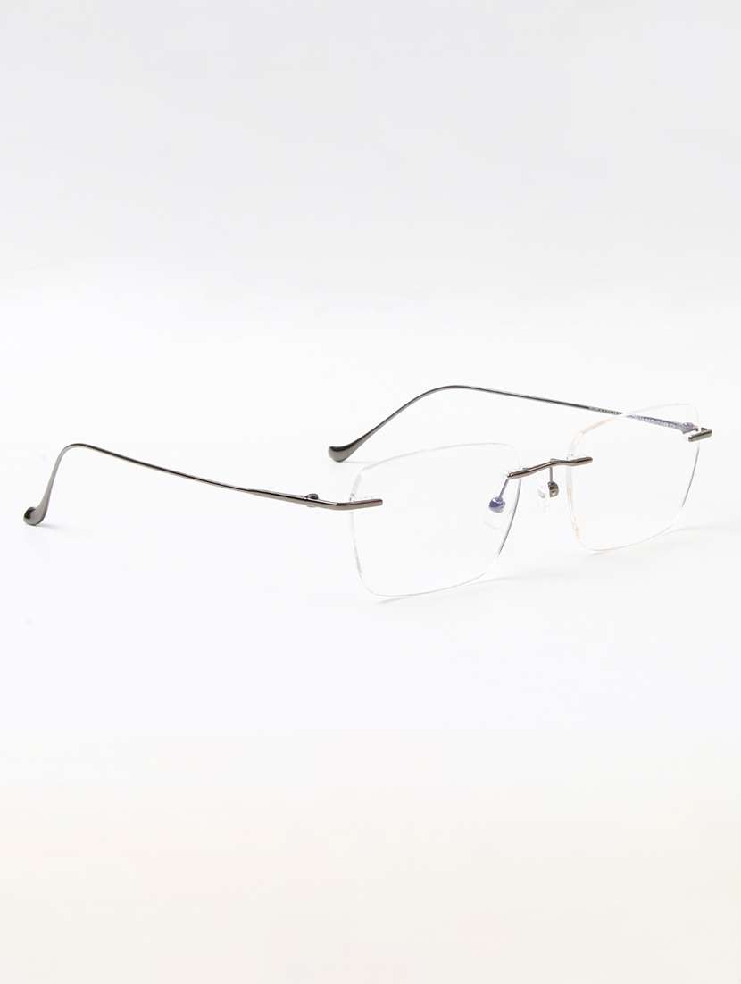 ted smith unisex titanium rectangle gunmetal rimless frames - 22507718 -  Standard Image - 3