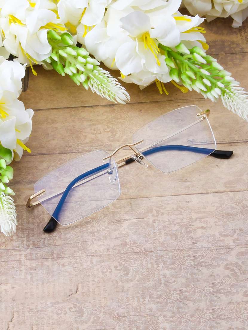 ted smith unisex titanium rectangle gold rimless frames