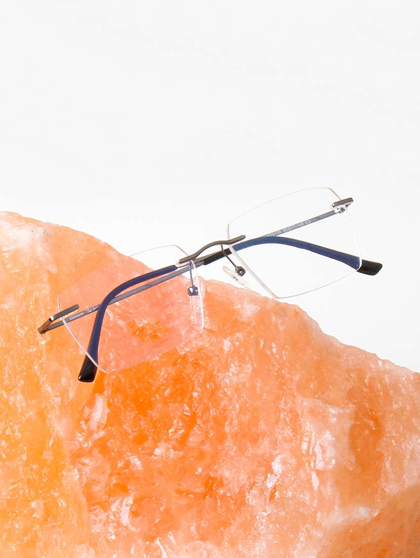 ted smith unisex titanium rectangle gunmetal rimless frames