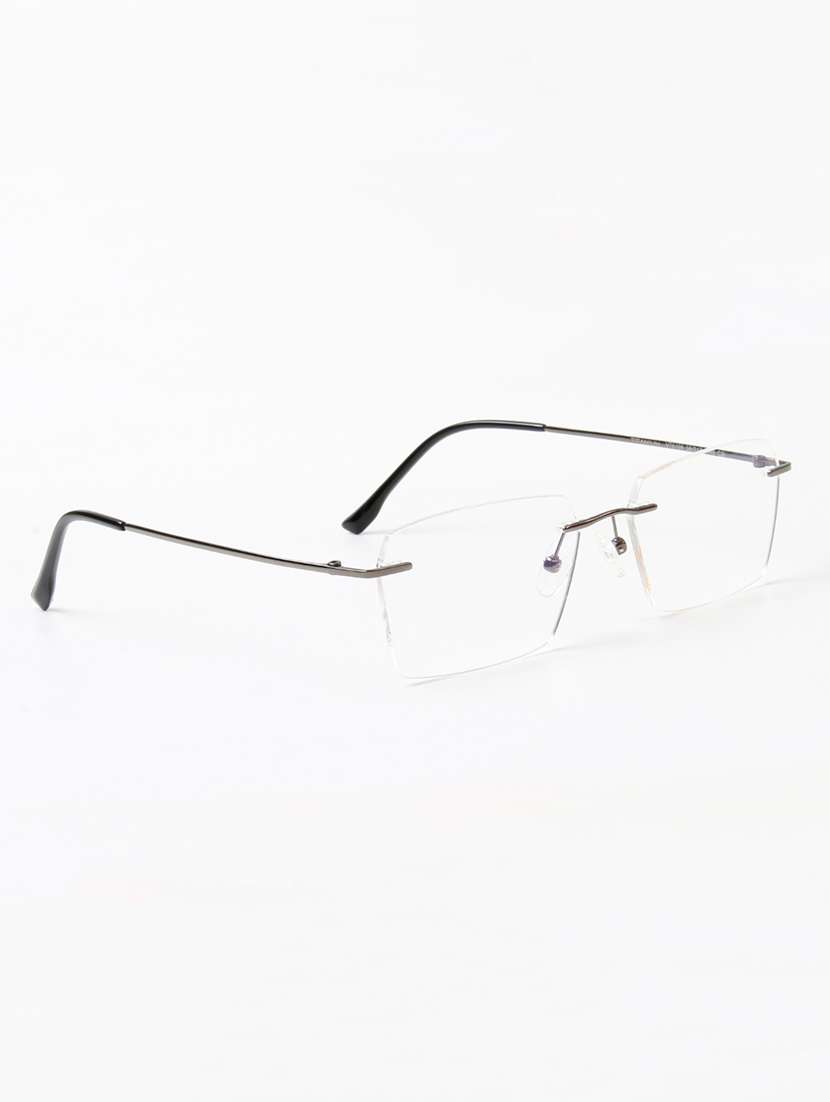 ted smith unisex titanium rectangle gunmetal rimless frames - 22507721 -  Standard Image - 3