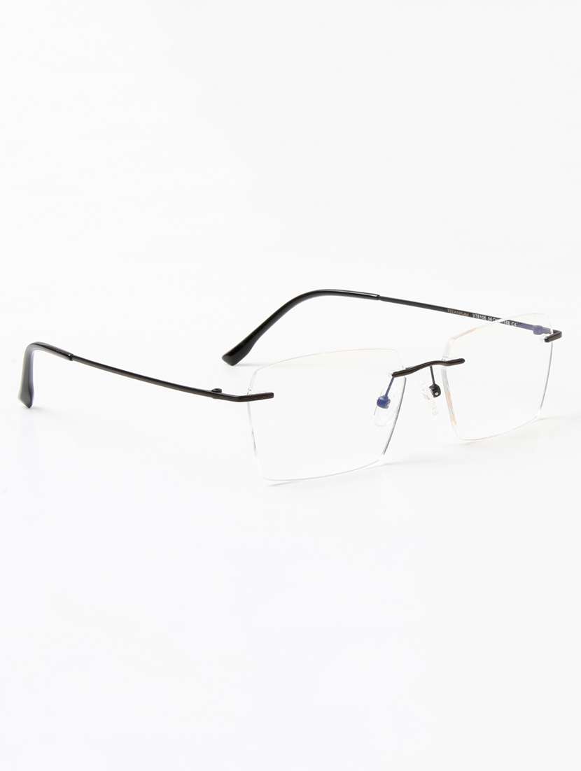 ted smith unisex titanium rectangle black rimless frames - 22507723 -  Standard Image - 3