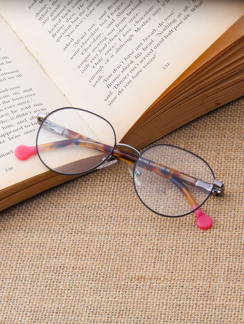 ted smith unisex metal oval black-silver full rim frames