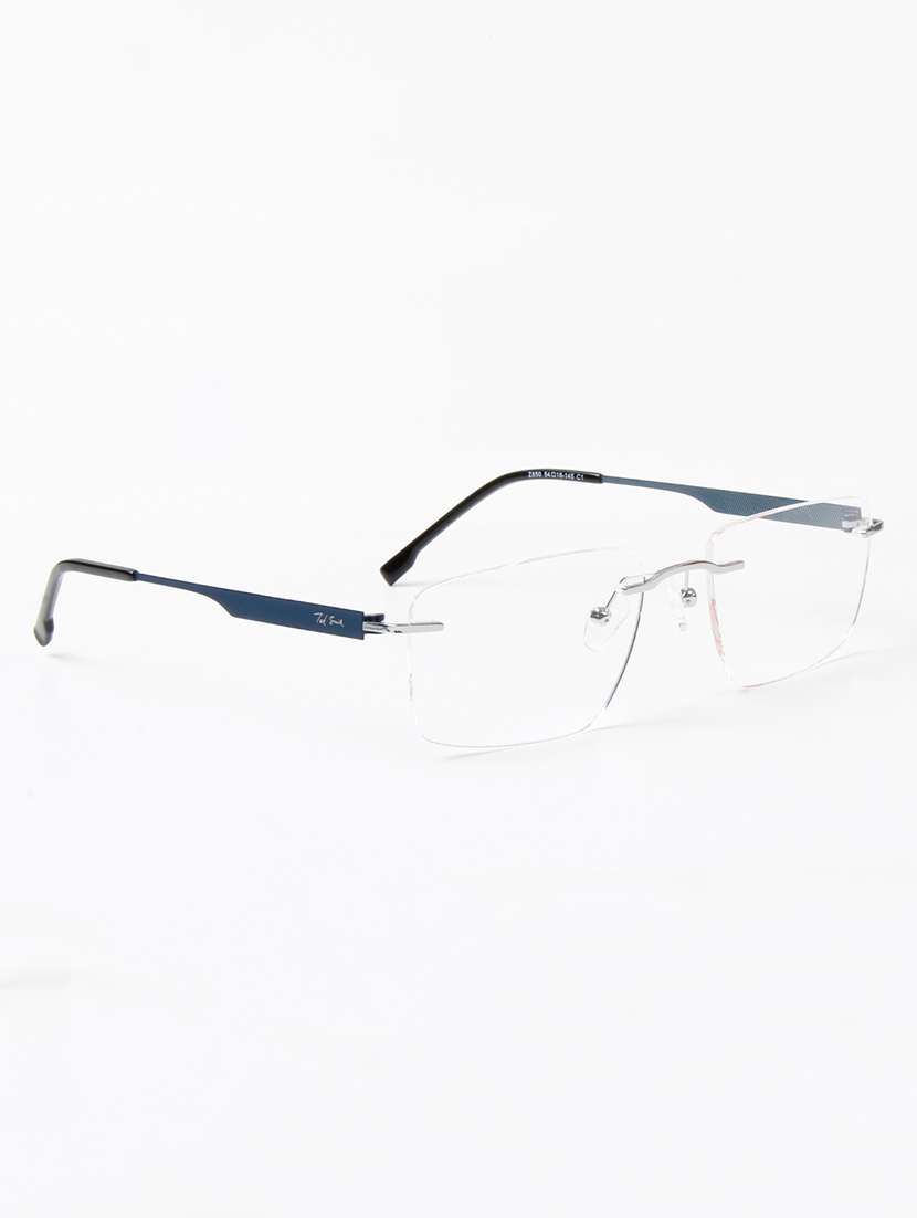 ted smith unisex metal rectangle silver rimless frames - 22507729 -  Standard Image - 3