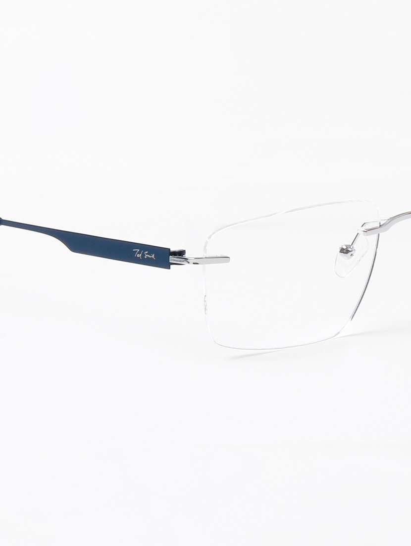 ted smith unisex metal rectangle silver rimless frames - 22507729 -  Standard Image - 5
