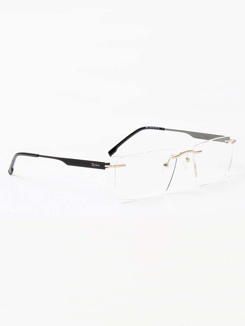 ted smith unisex metal rectangle gold rimless frames - 22507731 -  Standard Image - 3