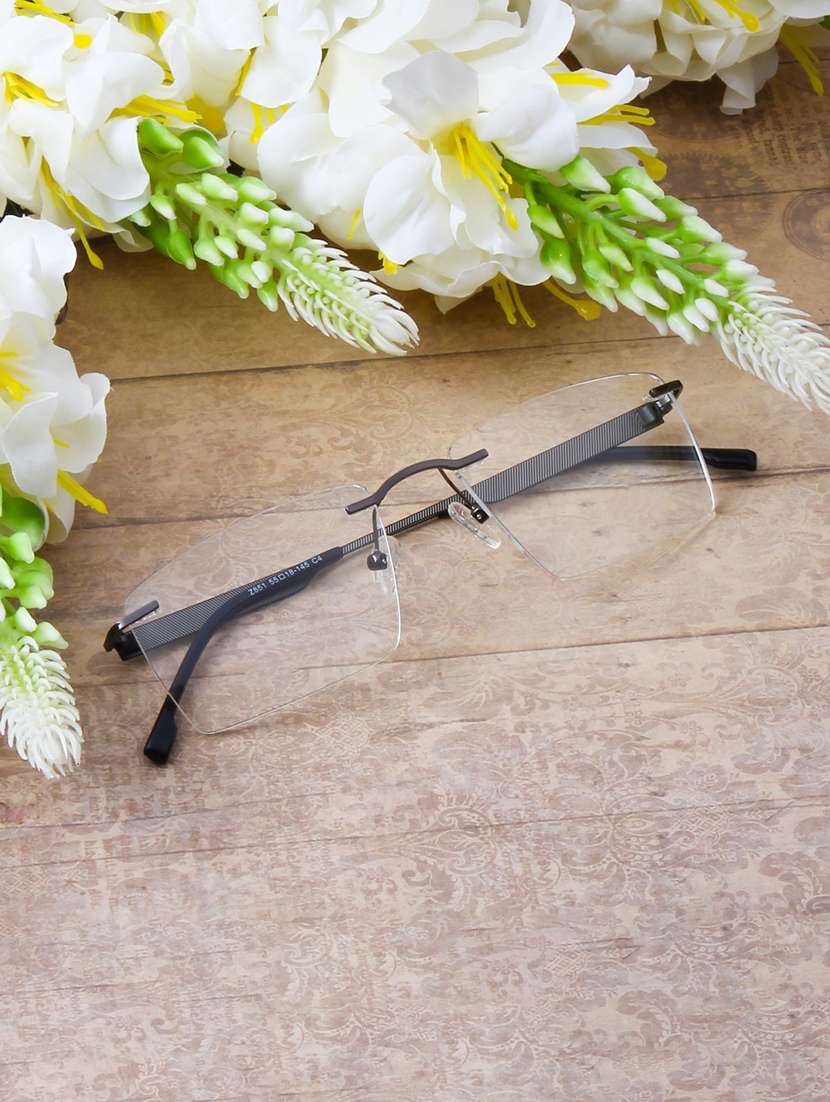 ted smith unisex metal rectangle gunmetal rimless frames