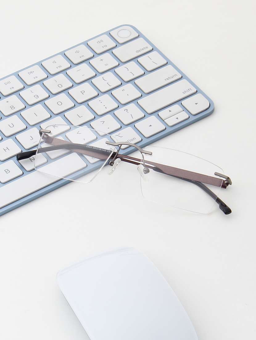 ted smith unisex metal rectangle gunmetal rimless frames