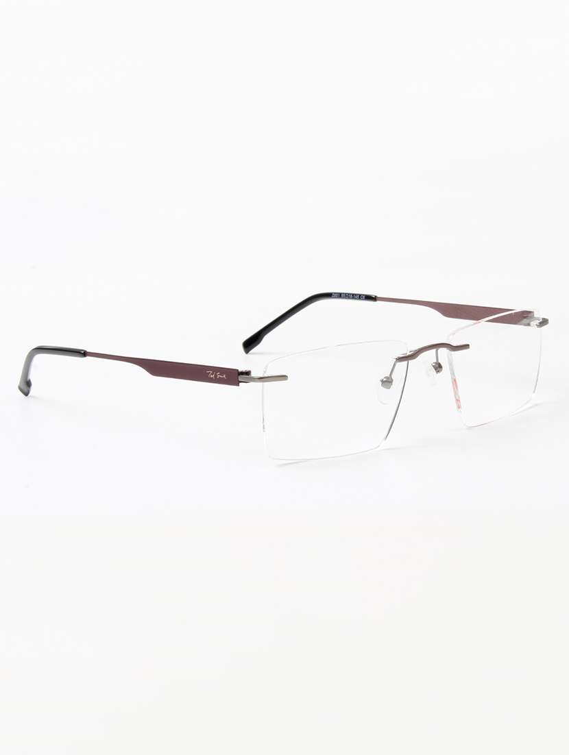 ted smith unisex metal rectangle gunmetal rimless frames - 22507733 -  Standard Image - 3