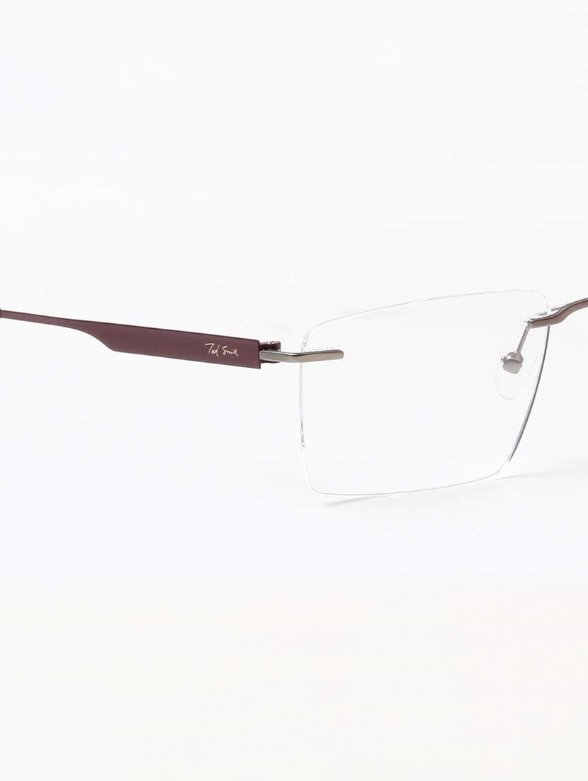 ted smith unisex metal rectangle gunmetal rimless frames - 22507733 -  Standard Image - 5