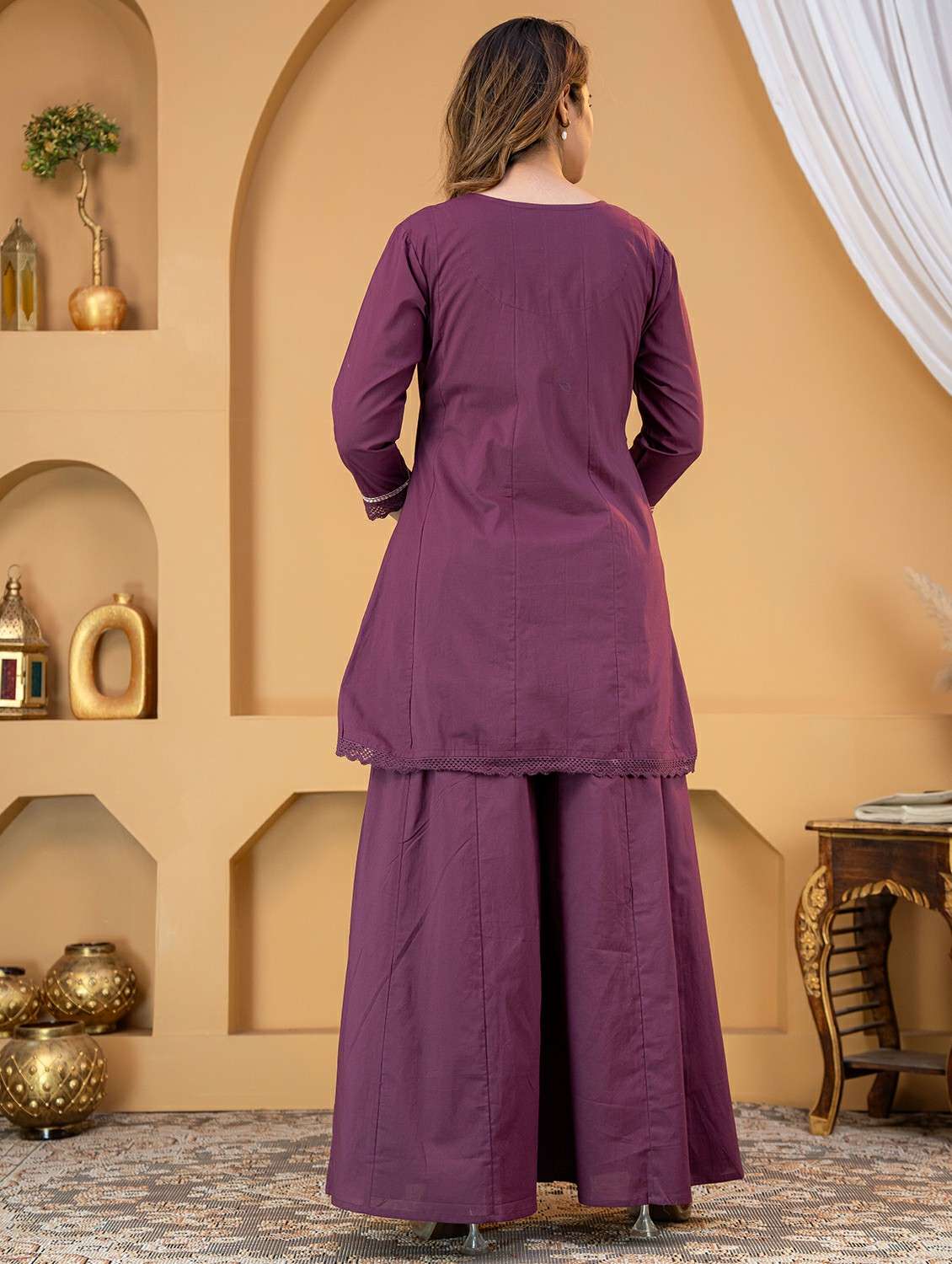 Women Embroidered Notch Neck Kurta And Palazzo Set - 22507816 -  Standard Image - 3