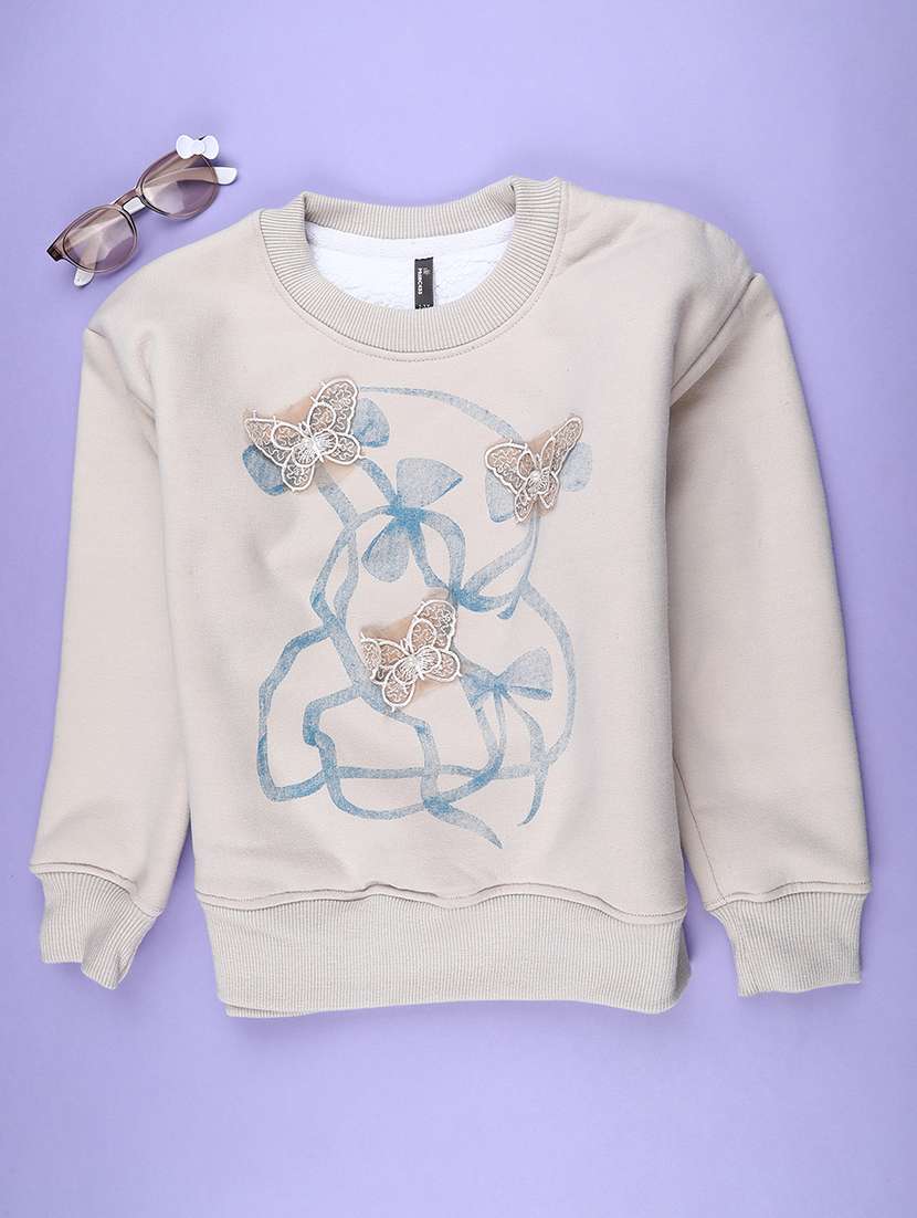girls printed long sleeves regular fit sweatshirt