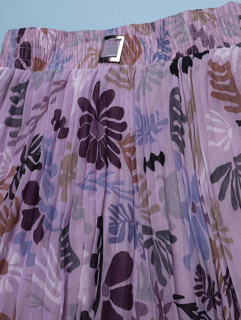 Girls Printed Mid Rise Pleated Skirt - 22507855 -  Standard Image - 3