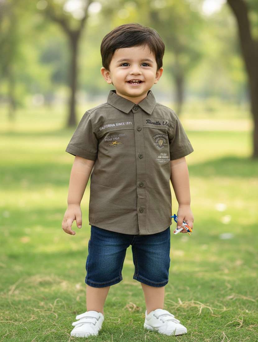 boys printed short sleeves regular fit shirt