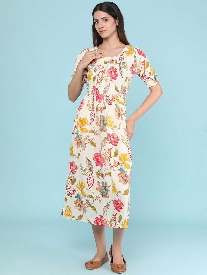 Women Printed Short Sleeves Fit And Flare Dress - 22508120 -  Standard Image - 3