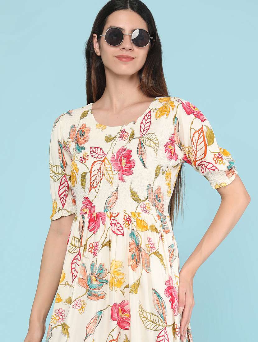 Women Printed Short Sleeves Fit And Flare Dress - 22508120 -  Standard Image - 5