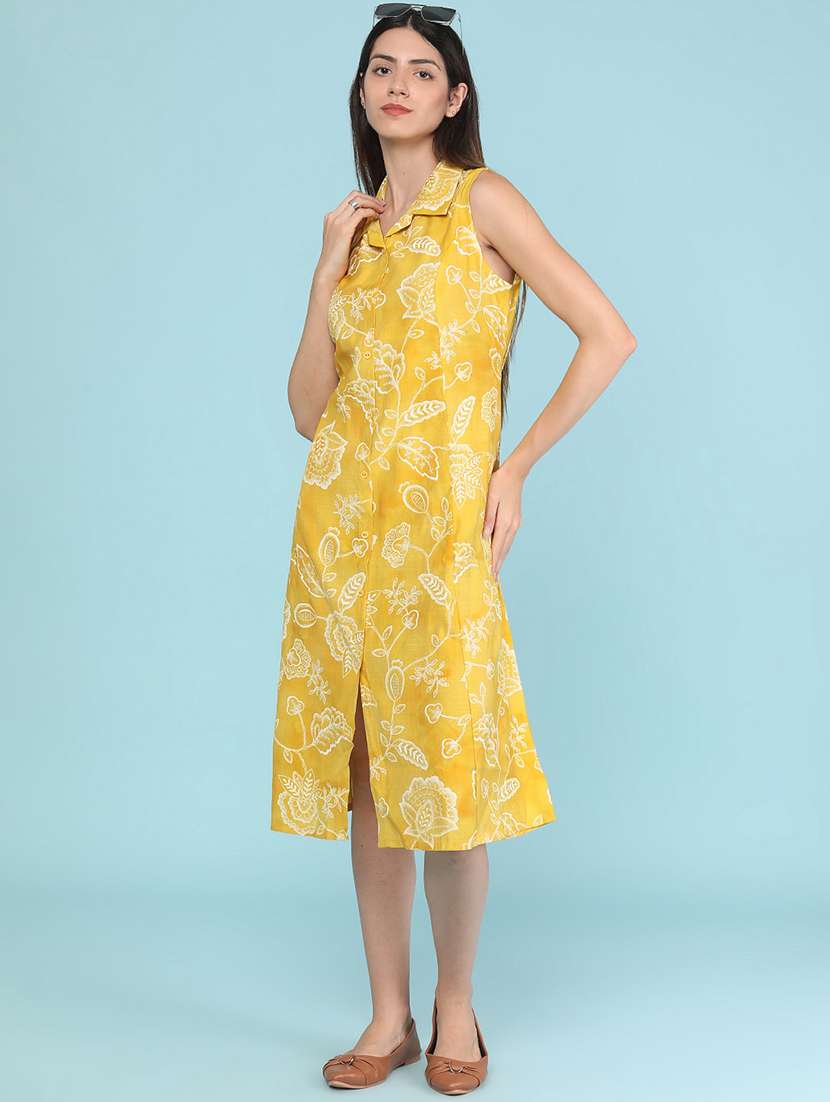 women printed sleeveless a-line dress