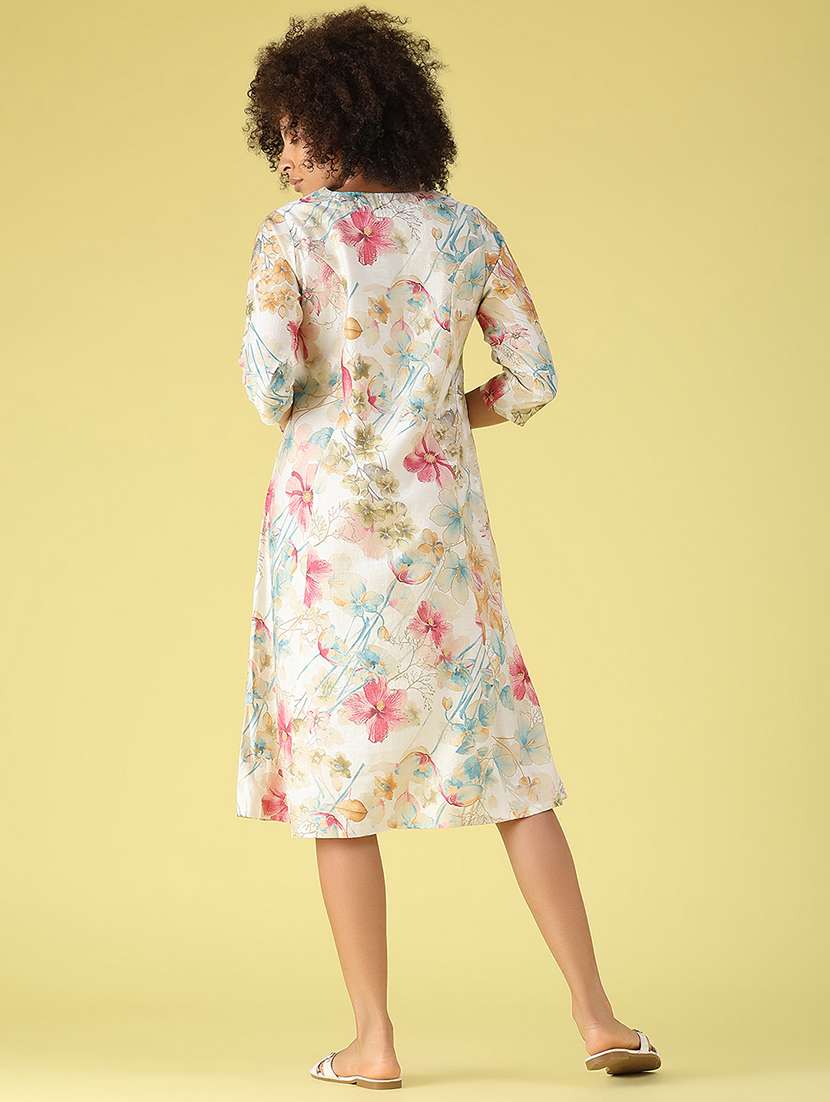 Women Printed Three Quarter Sleeves A-line Dress - 22508136 -  Standard Image - 5