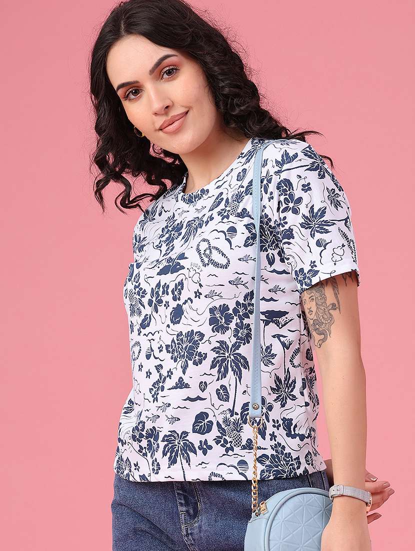 women printed short sleeves regular fit t-shirt