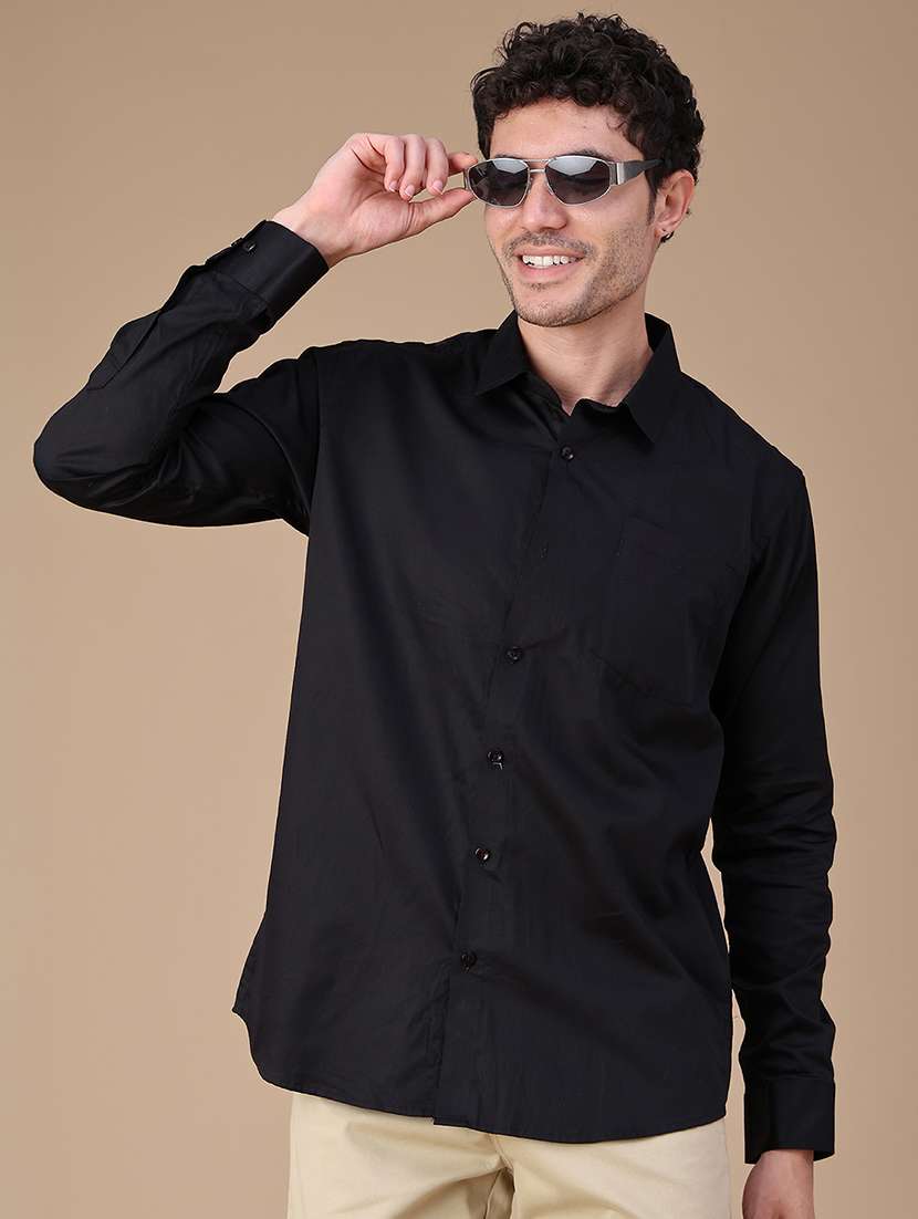 men solid long sleeves regular fit casual shirt