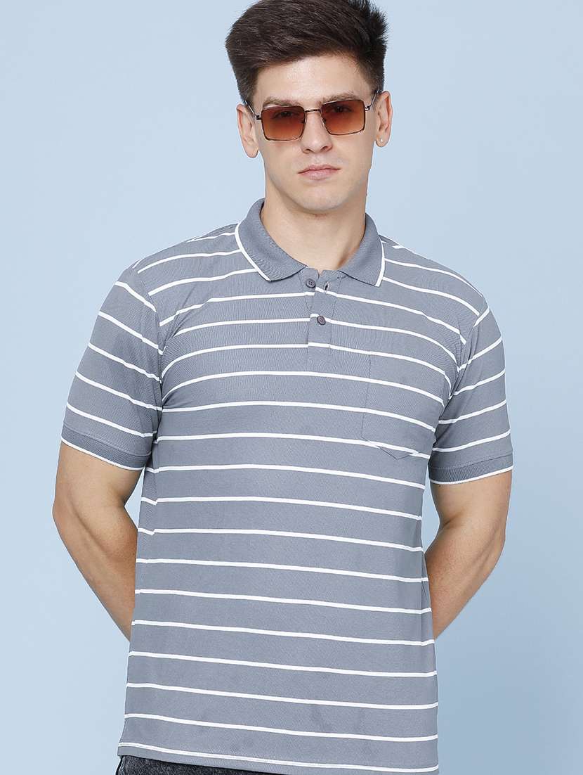 men striped short sleeve regular fit polo t-shirt