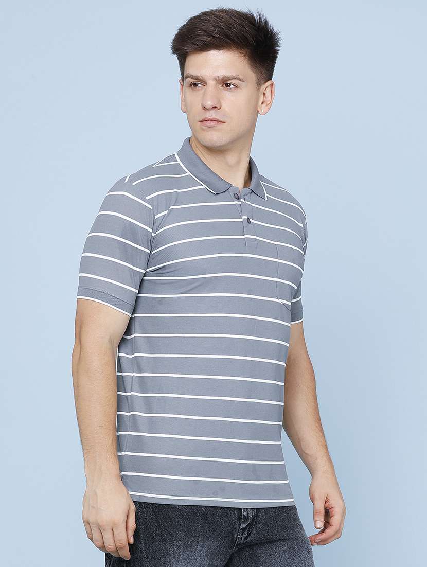 Men Striped Short Sleeve Regular Fit Polo T-shirt - 22508351 -  Standard Image - 3