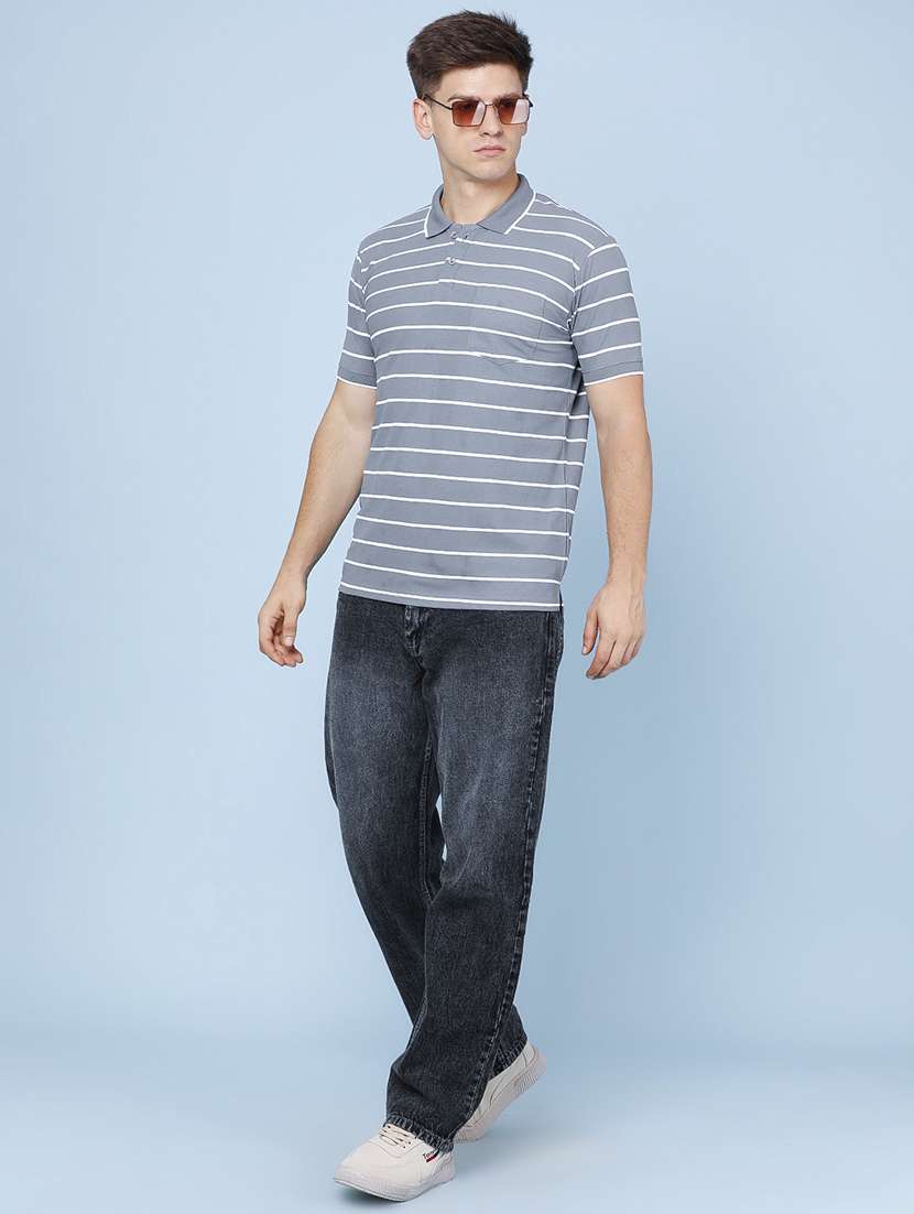 Men Striped Short Sleeve Regular Fit Polo T-shirt - 22508351 -  Standard Image - 5