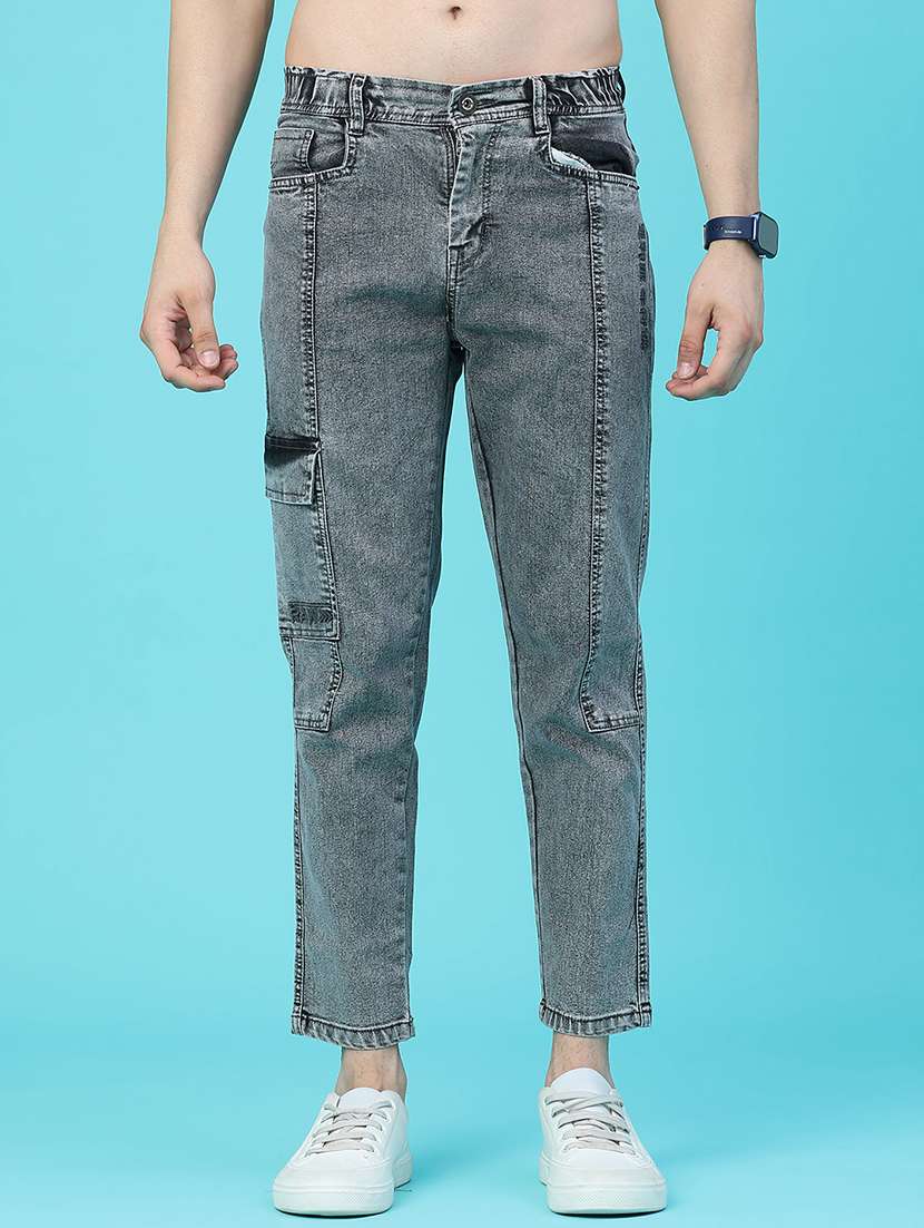 men solid mid rise regular fit cargo 