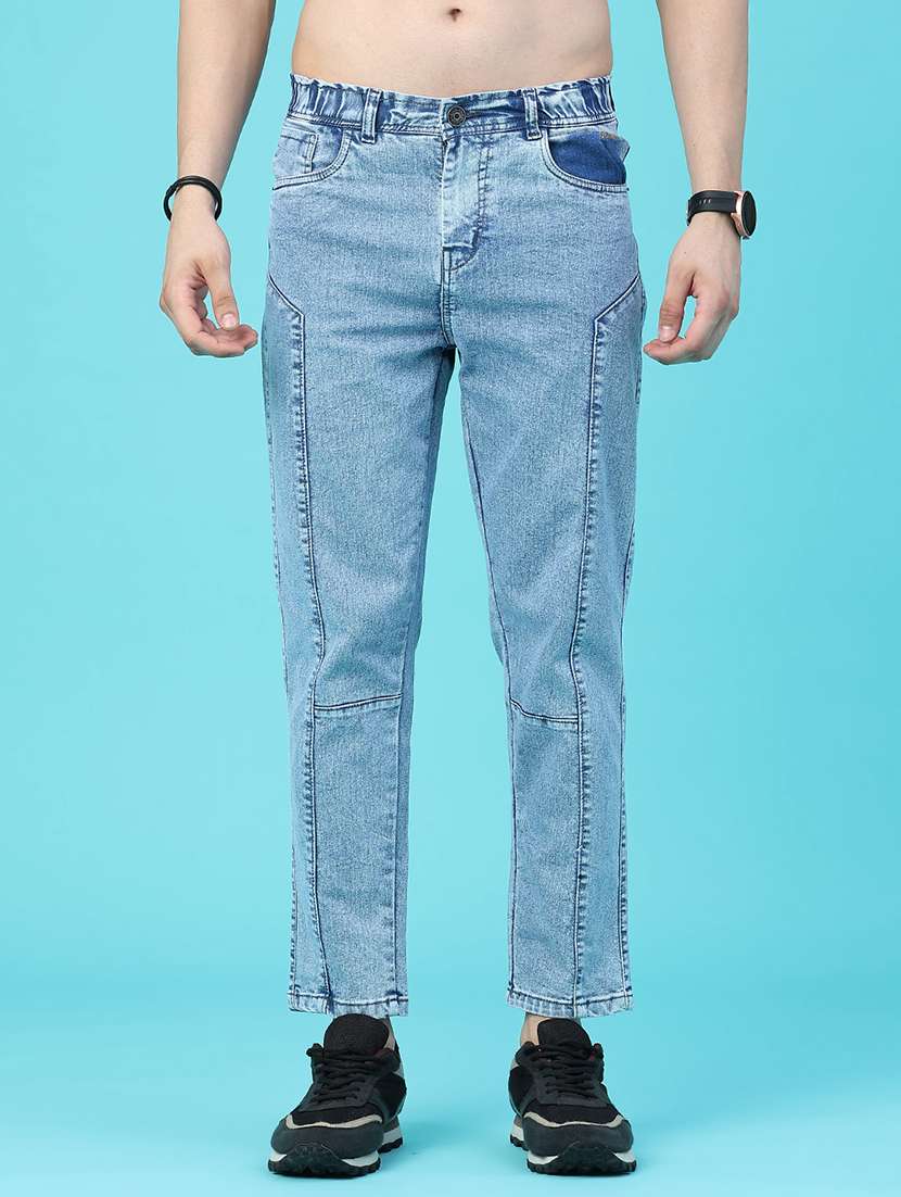 men plain mid rise ankle length slim fit jeans