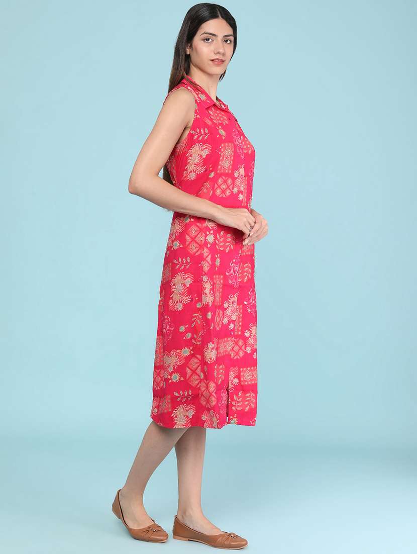 Women Printed Sleeveless A-line Dress - 22508775 -  Standard Image - 3
