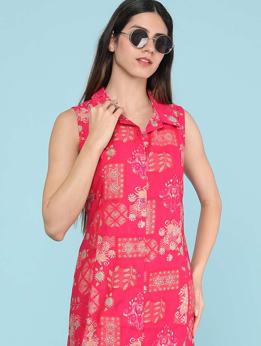 Women Printed Sleeveless A-line Dress - 22508775 -  Standard Image - 5