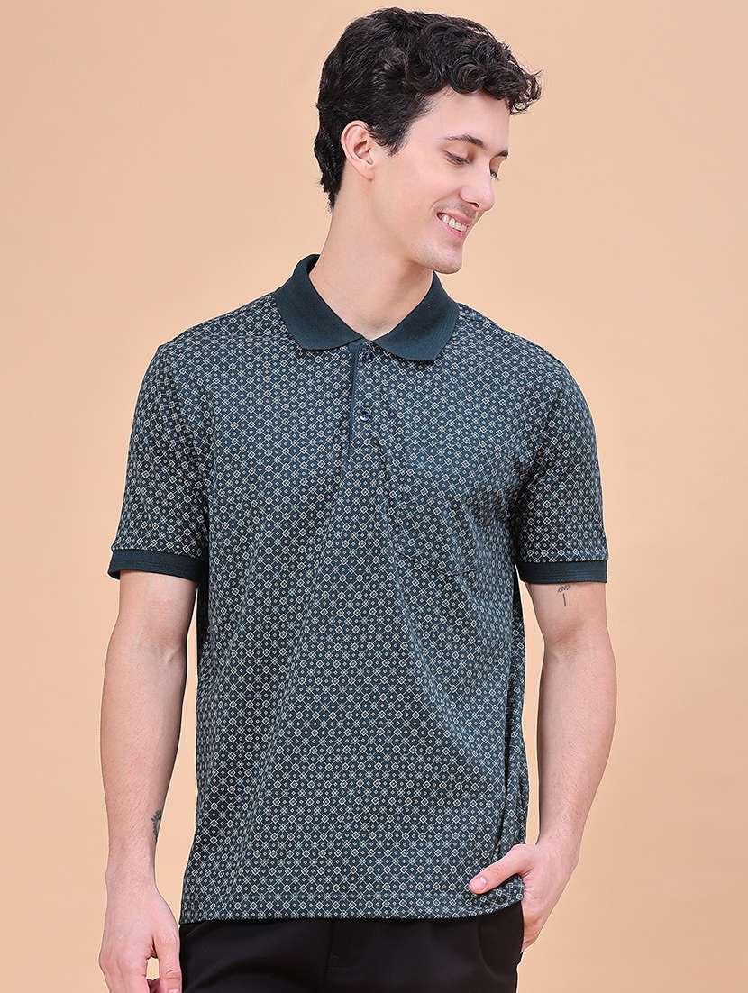 men printed short sleeve regular fit polo t-shirt