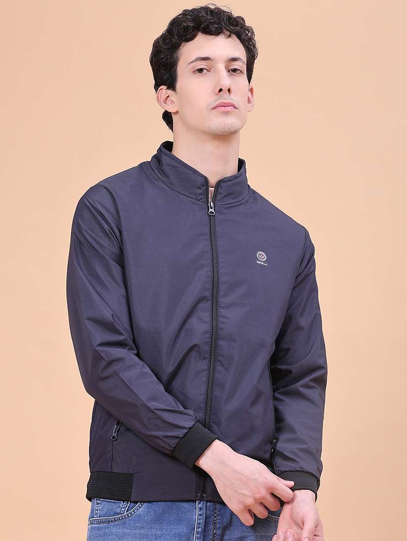 men solid long sleeve lightweight bomber jacket