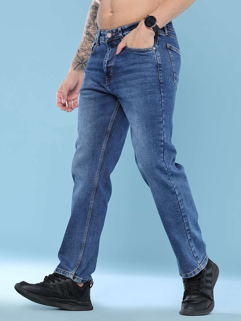 men washed mid rise full length straight jeans - 22509093 -  Standard Image - 3
